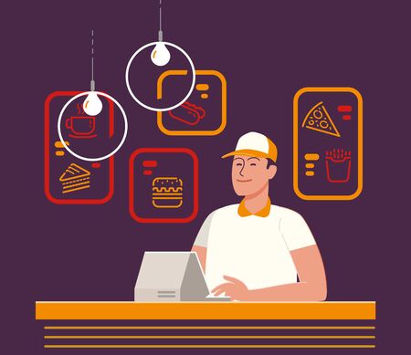 Food service cartoon vector illustrationのイラスト素材