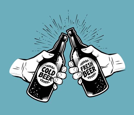 Toasting with beer. Alcoholic drink, brewing pub vectorのイラスト素材