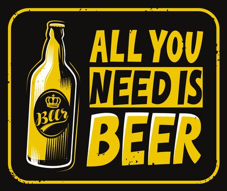 Beer sign. Retro poster for pub or bar vector illustrationのイラスト素材