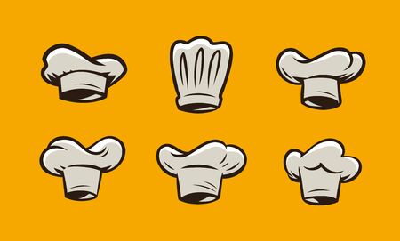 Cook hat, cooking logo or label. Menu design for cafe and restaurantのイラスト素材