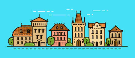 Cityscape, urban landscape. Old city, town conceptのイラスト素材