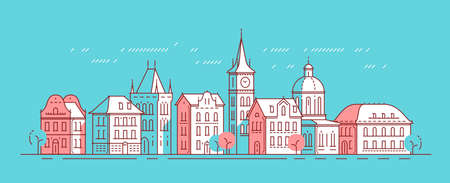 City view. Historical buildings, classical architecture, town conceptのイラスト素材