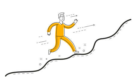 Running businessman on successful diagram. Business conceptのイラスト素材
