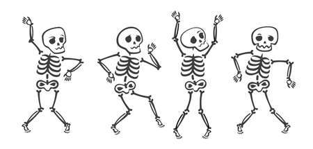 Funny skeleton. Halloween cartoon vector illustrationのイラスト素材