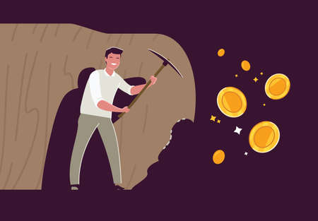 Businessman working for success. Finance, commerce, business metaphorのイラスト素材