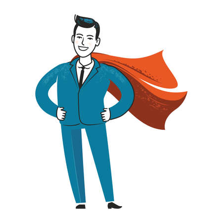 Businessman superhero. Business success vector illustration in flat styleのイラスト素材