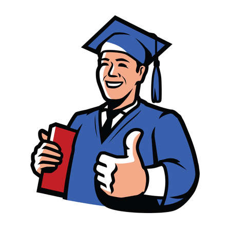 Graduate with diploma. Education, college, high school vector illustrationのイラスト素材