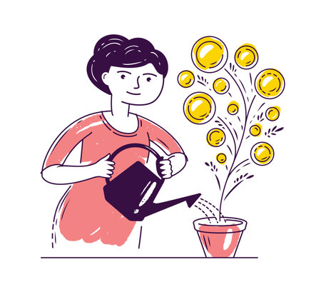 Money tree with golden coins. Business concept vector illustrationのイラスト素材