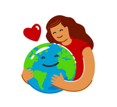 Earth Day, ecology concept in flat style. Save green planet environmentのイラスト素材