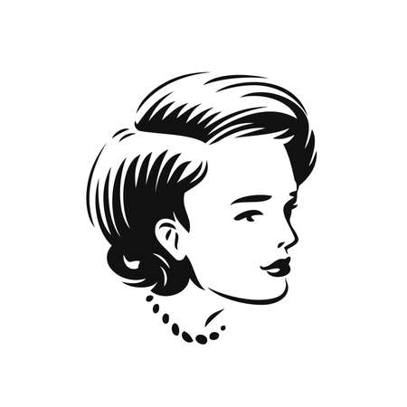 Face of beautiful woman. Beauty salon, spa, cosmetics symbol vector illustrationのイラスト素材