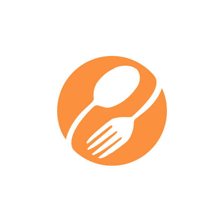 Food logo. Fork and spoon icon. Symbol for restaurant or cafe menu decorationのイラスト素材