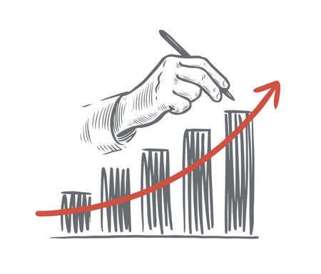 Hand drawing a chart show. Business vector illustrationのイラスト素材