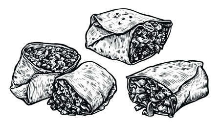 Kebab and shawarma. Turkish and Arabic cuisine. Street food vector illustrationのイラスト素材