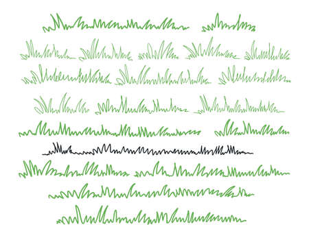 Abstract meadow line with grass. Continuous one line drawing. Nature vector illustrationのイラスト素材