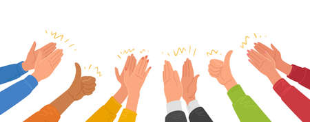 People crowd applaud. Hands clapping. Business teamwork cheering and ovation vector illustrationのイラスト素材