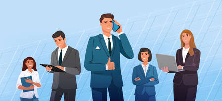 Diverse group of business people, entrepreneurs or office workers. Teamwork, finance concept vector illustrationのイラスト素材