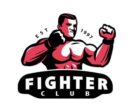 Fighter club emblem. Mixed martial arts emblem symbol or logo. Sports mascot vector illustration isolatedのイラスト素材