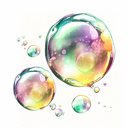 Soap bubbles. Blower bubble. Generative AI, illustration watercolor style artの素材