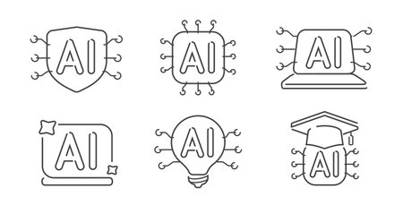 AI icon. Artificial intelligence technology and machine learning concept. Symbol for application and webのイラスト素材