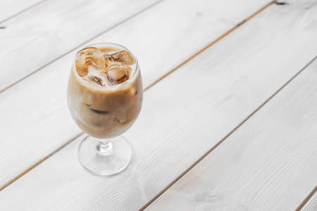 coffee with milk in a glass.の写真素材