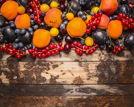 Different berries on a white ,background , top view, boarderの写真素材