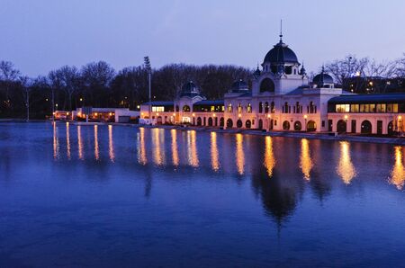 Castle on the water at night. Beautiful architecture, night landscape.のeditorial素材