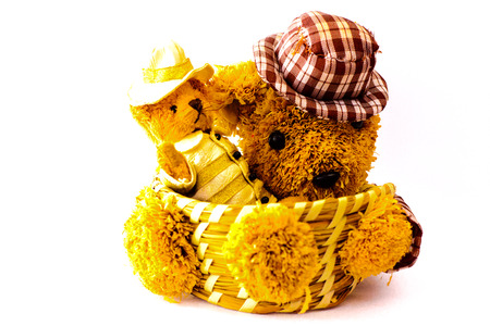 Children's toys and figurines on a white backgroundの写真素材