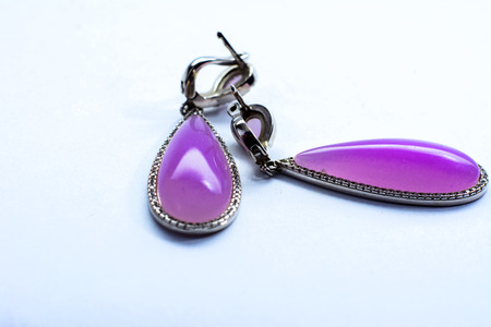 Women's jewelery and jewelery on a white backgroundの写真素材