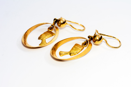 Women's jewelery and jewelery on a white backgroundの写真素材