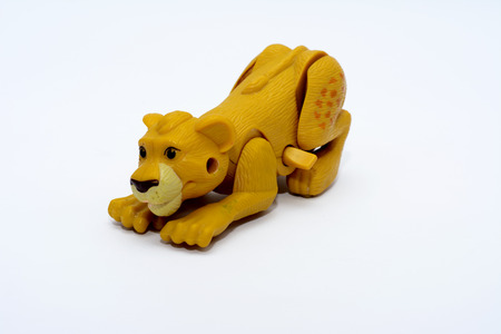 Children's toys and figurines on a white backgroundの写真素材