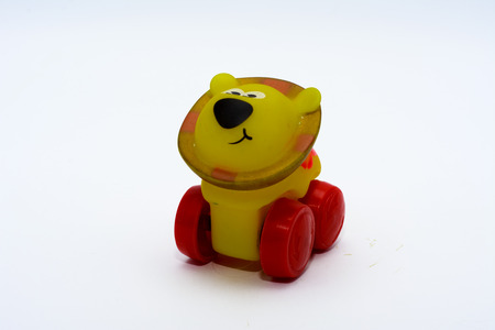 Children's toys and figurines on a white backgroundの写真素材