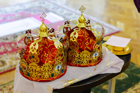 Christian church. The Sacrament of the wedding. Wedding crown for newlywedsのeditorial素材