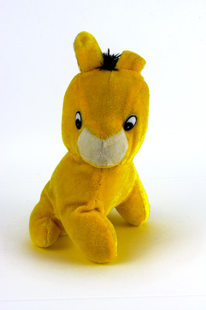 Soft and plush toys on a white backgroundの写真素材