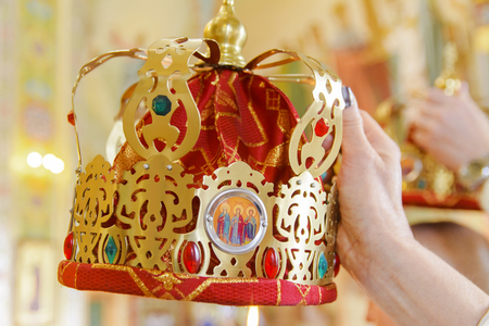 Church wedding of a married couple on October 2, 2016 in the Orthodox Church of Zhytomyrのeditorial素材