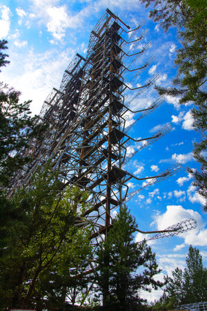 Large field of the looted antenna of the military object of the PRO of the USSR. Dead military unit. Consequences of the Chernobyl disaster, August 2017.のeditorial素材