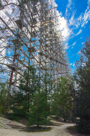 Large field of the looted antenna of the military object of the PRO of the USSR. Dead military unit. Consequences of the Chernobyl disaster, August 2017.のeditorial素材