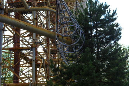 Large field of the looted antenna of the military object of the PRO of the USSR. Dead military unit. Consequences of the Chernobyl disaster, August 2017.のeditorial素材
