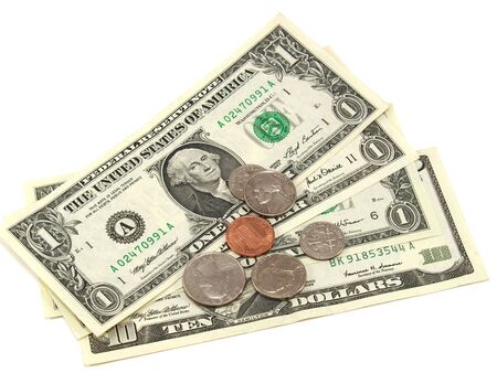 Denomination and coin dollars isolated on a white background    