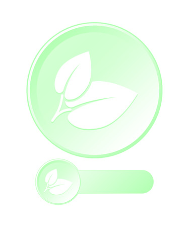 Round button with leavesのイラスト素材