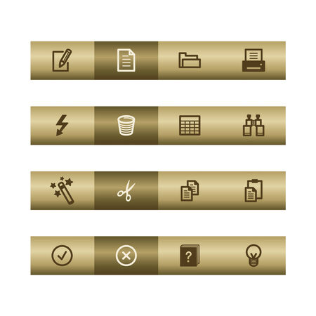 Document web icons on bronze bar. Vector file has layers, all icons in two versions are included.のイラスト素材