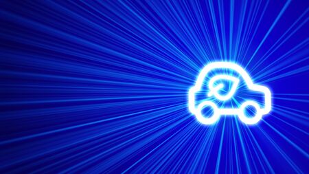 3D blue background with eco car iconの写真素材