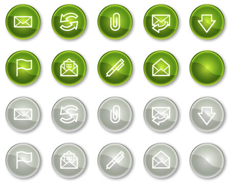 E-mail web icons, green and grey circle buttons seriesのイラスト素材
