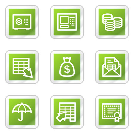 Banking web icons, green square sticker seriesのイラスト素材