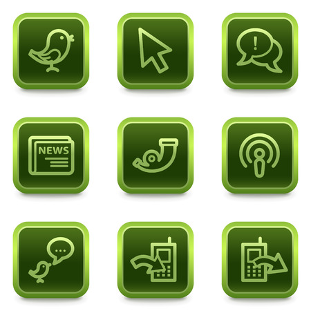 Internet web icons set 2, green square buttons seriesのイラスト素材