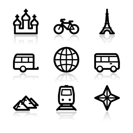 Black contour travel set 2 web icons V2のイラスト素材