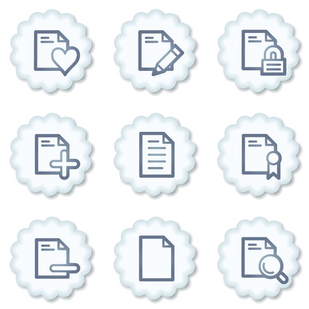 Document web icons set 2, white buttonsの写真素材