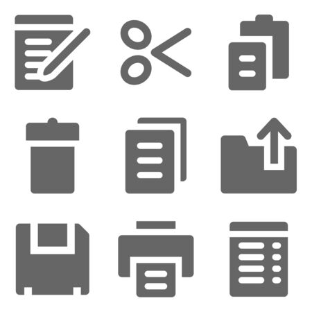 Document web icons, grey solid seriesのイラスト素材