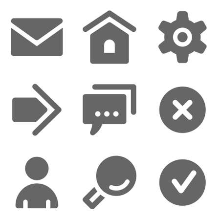 Basic web icons, grey solid seriesのイラスト素材