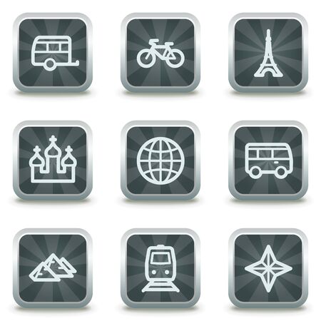 Travel web icons set 2, grey square buttonsのイラスト素材
