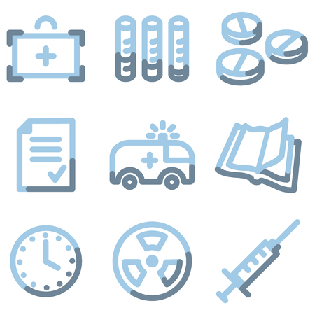 Medicine icons, light blue contourのイラスト素材